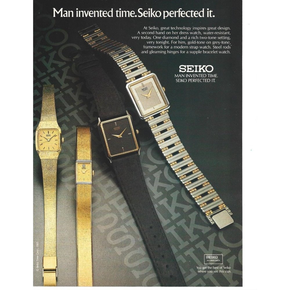 1985 Seiko Vintage Man Invented Time Seiko Perfected Original Print Ad Art